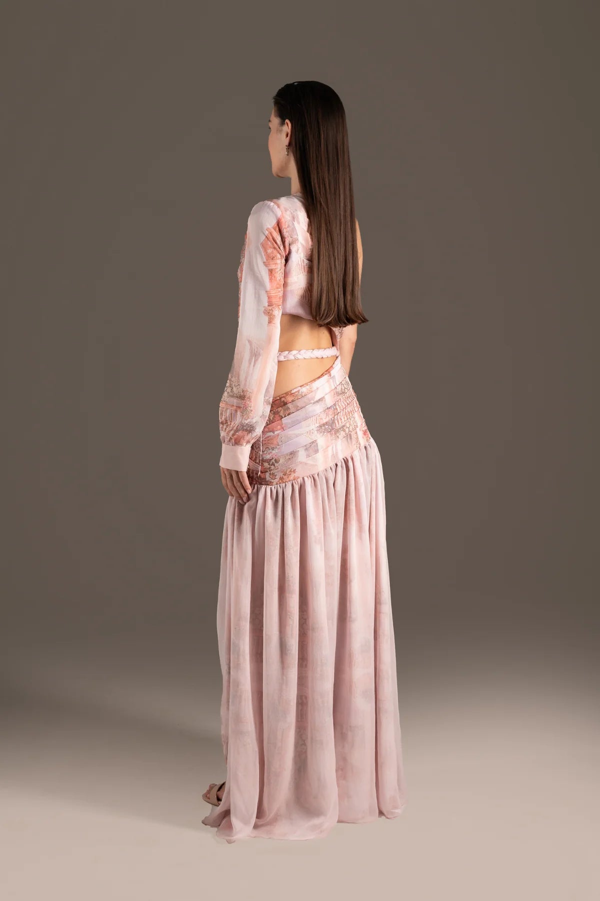 Robe Rose Grecque à une Épaule