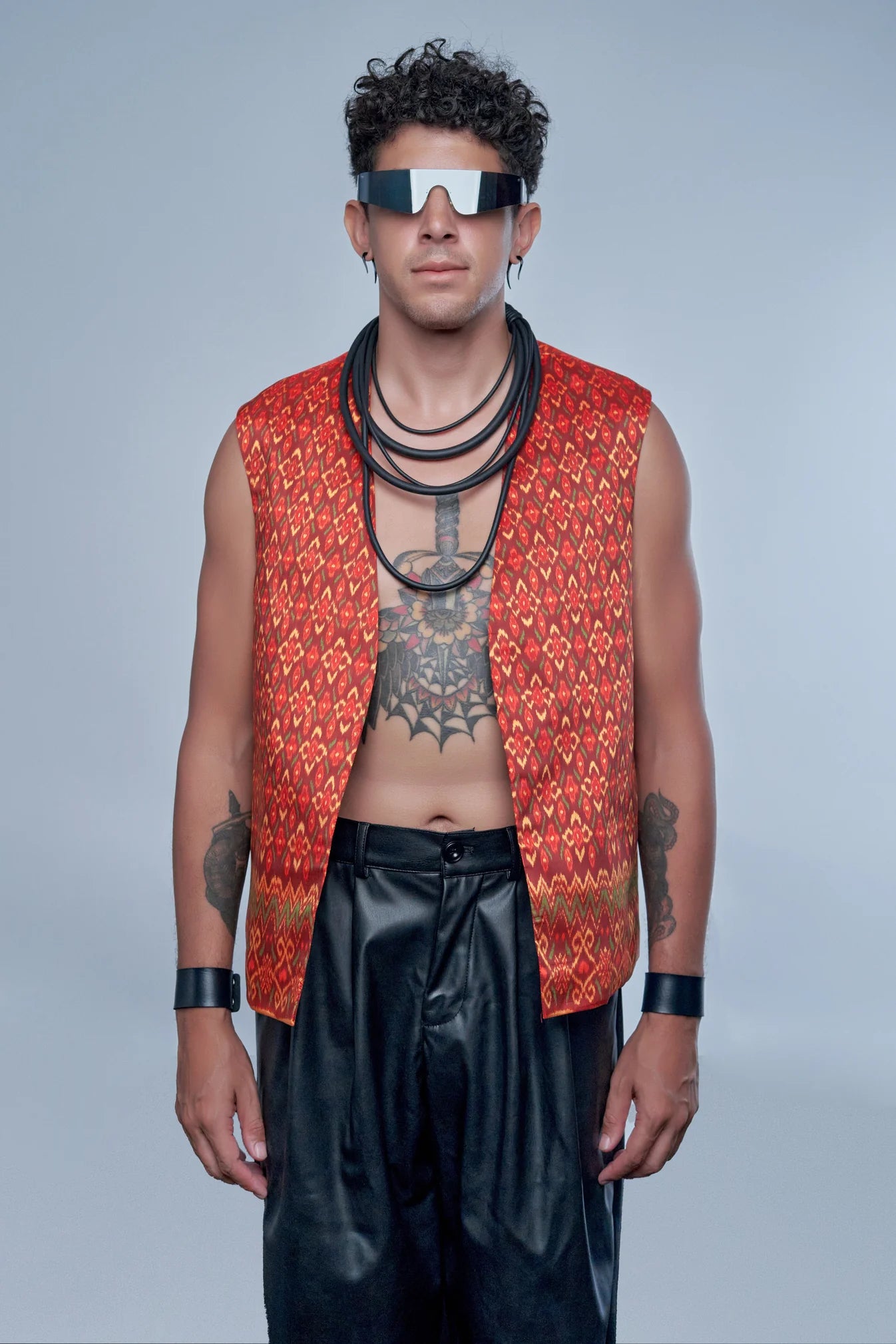 Veste Heritage rouge en soie cambodgienne Homme