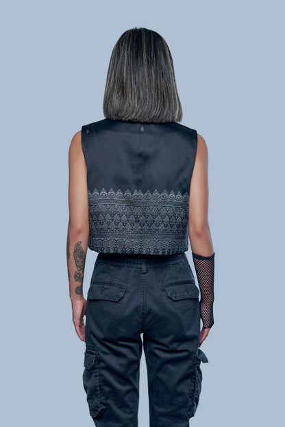 Veste Legacy noire en soie cambodgienne Femme