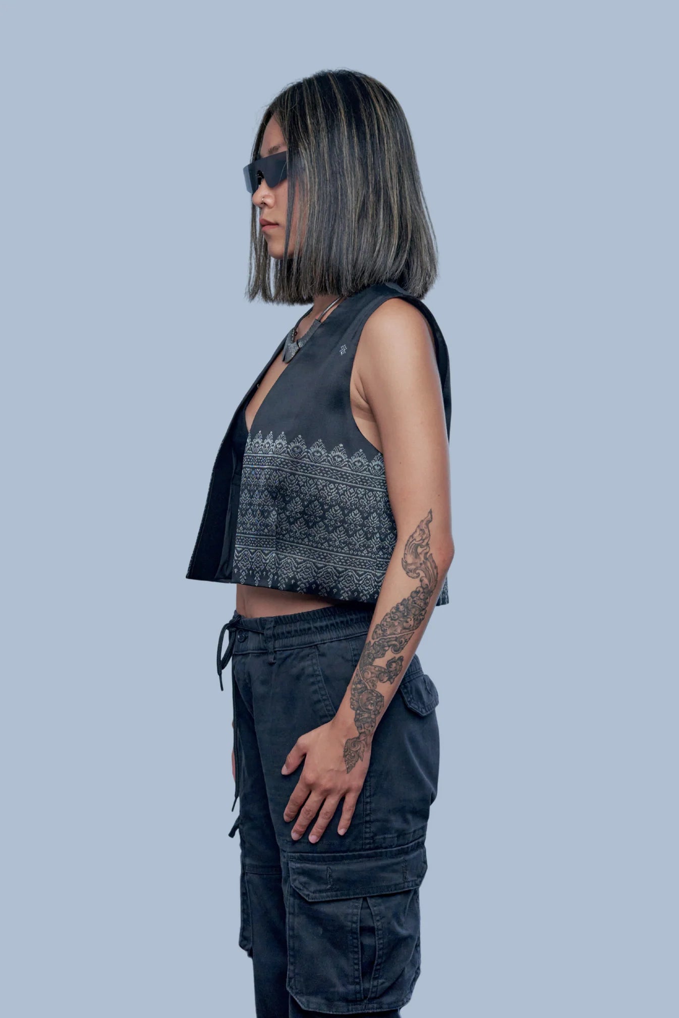 Veste Legacy noire en soie cambodgienne Femme