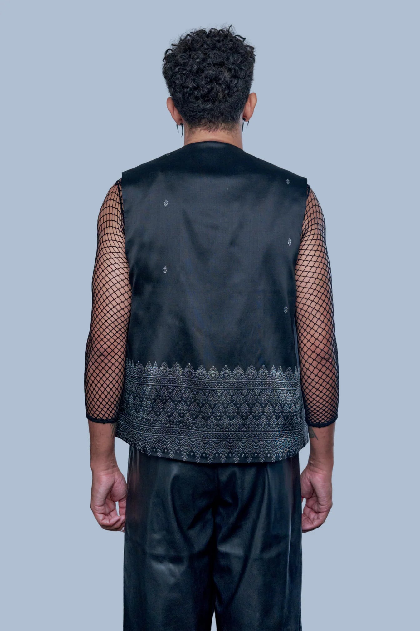 Veste Legacy noire en soie cambodgienne Homme