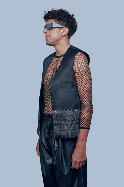 Veste Legacy noire en soie cambodgienne Homme