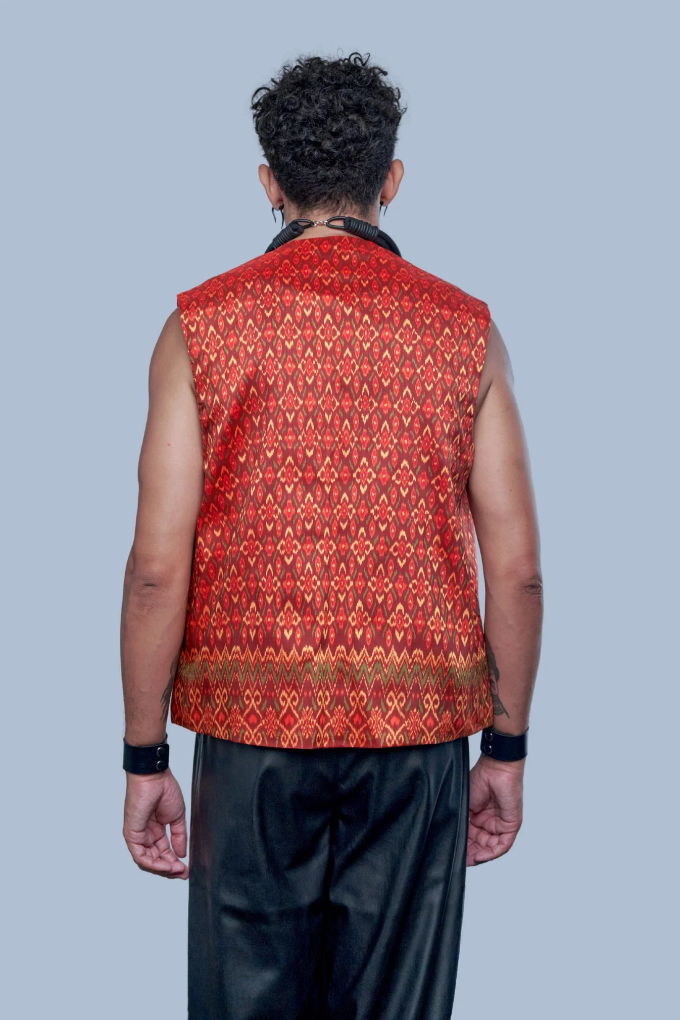 Veste Heritage rouge en soie cambodgienne Homme