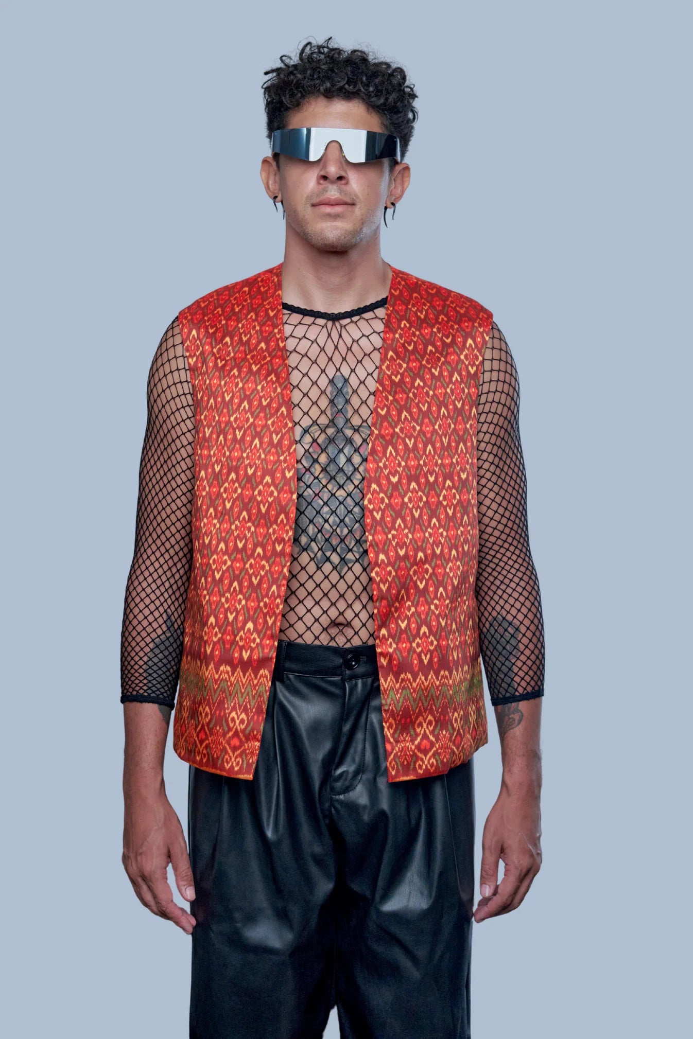 Veste Heritage rouge en soie cambodgienne Homme