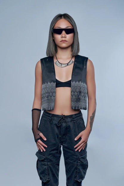 Veste Legacy noire en soie cambodgienne Femme