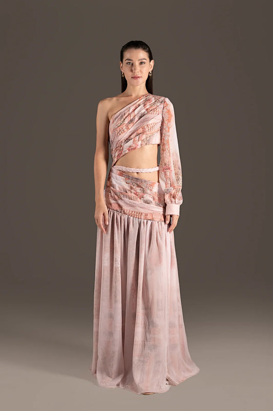 Greek Pink One Shoulder Dress