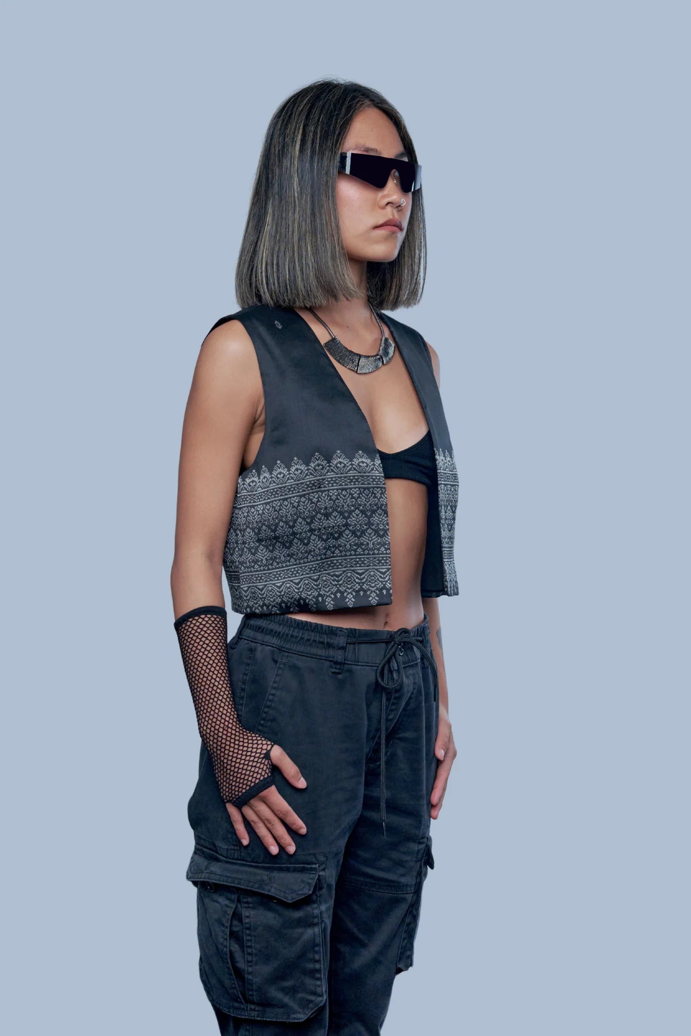 Veste Legacy noire en soie cambodgienne Femme